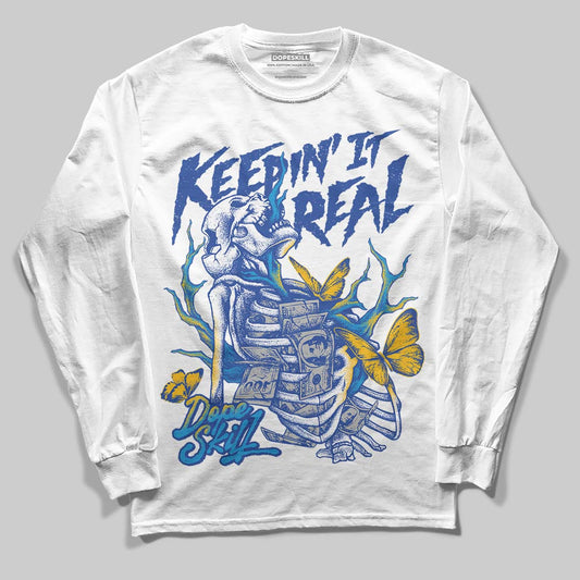 Royal Blue Sneakers DopeSkill Long Sleeve T-Shirt Keepin' It Real Graphic Streetwear - White