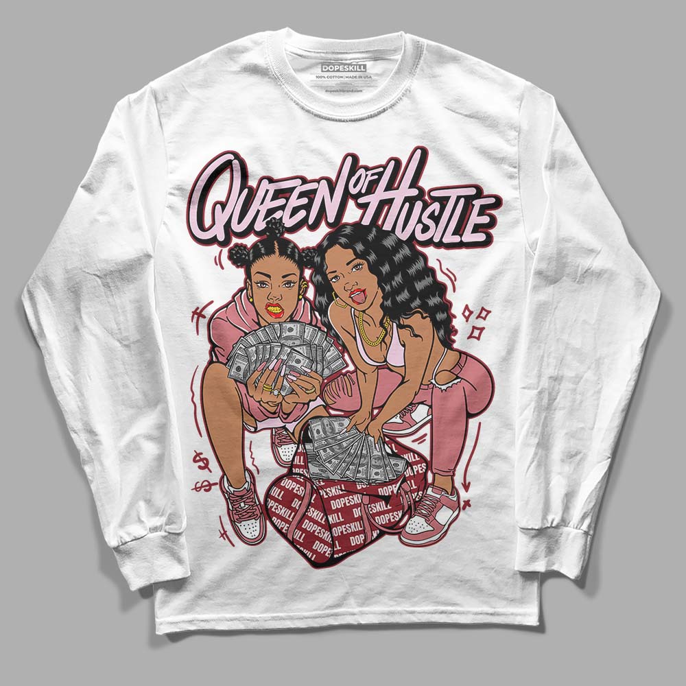 Valentine's Day Collection DopeSkill Long Sleeve T-Shirt Queen Of Hustle Graphic Streetwear - White