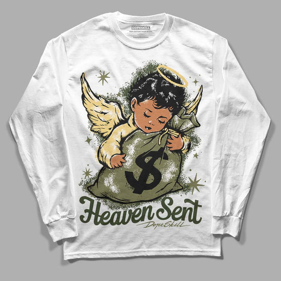 Jordan 4 Retro SE Craft Medium Olive DopeSkill Long Sleeve T-Shirt Heaven Sent Graphic Streetwear - White