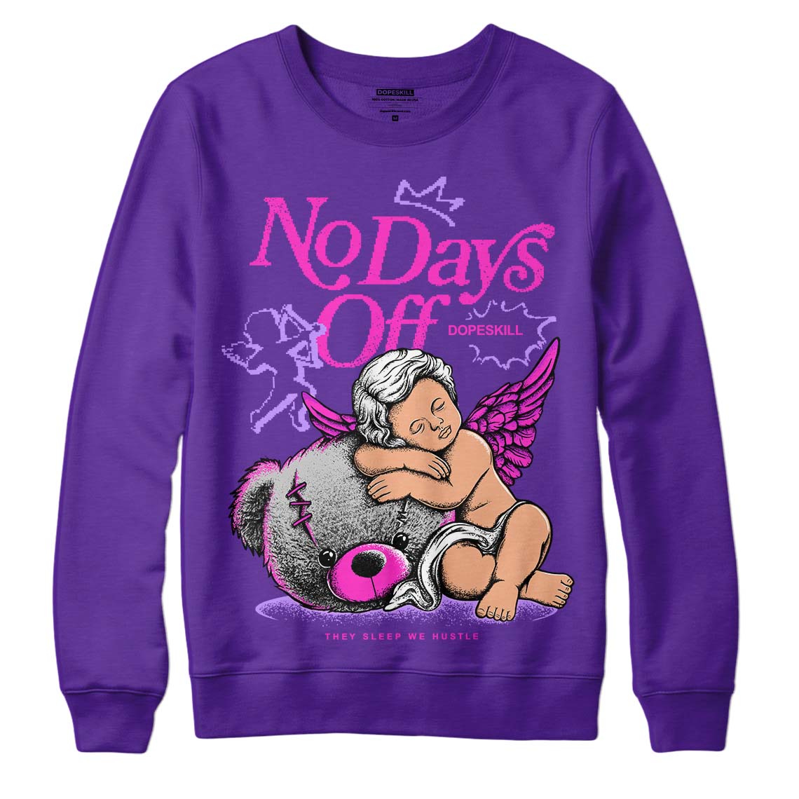 Jordan 13 Court Purple DopeSkill Purple Sweatshirt New No Days Off Graphic Streetwear