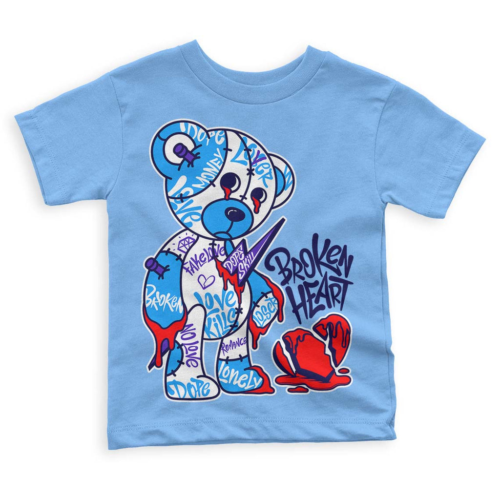 Jordan 6 University Blue DopeSkill Toddler Kids T-shirt Broken Heart Graphic Streetwear - University Blue T-shirt