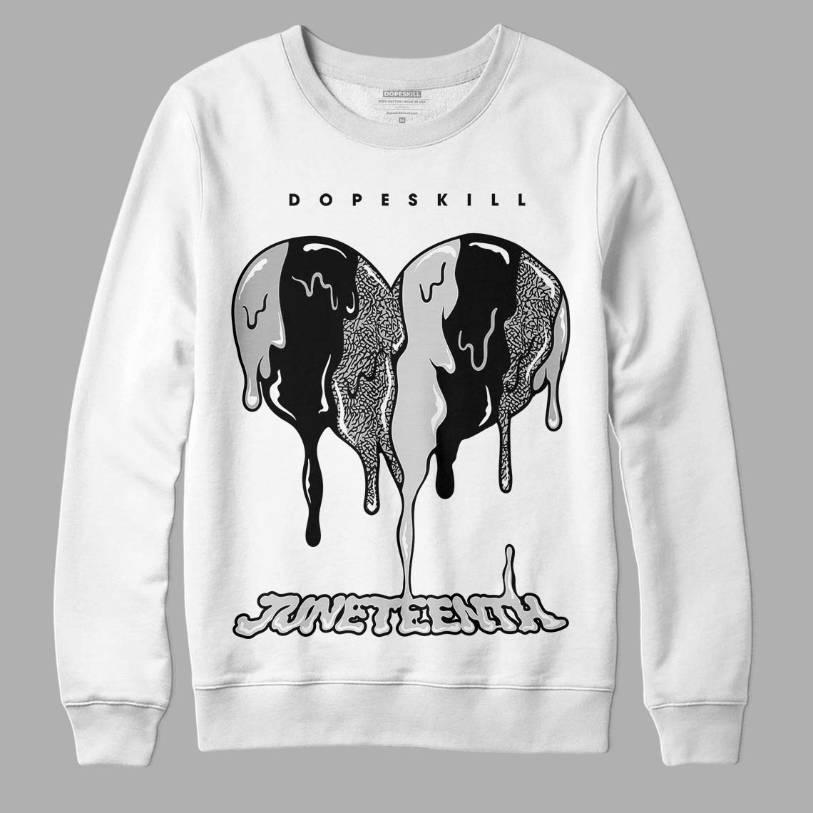 Jordan 3 “Off Noir” DopeSkill Sweatshirt Juneteenth Heart Graphic Streetwear - White