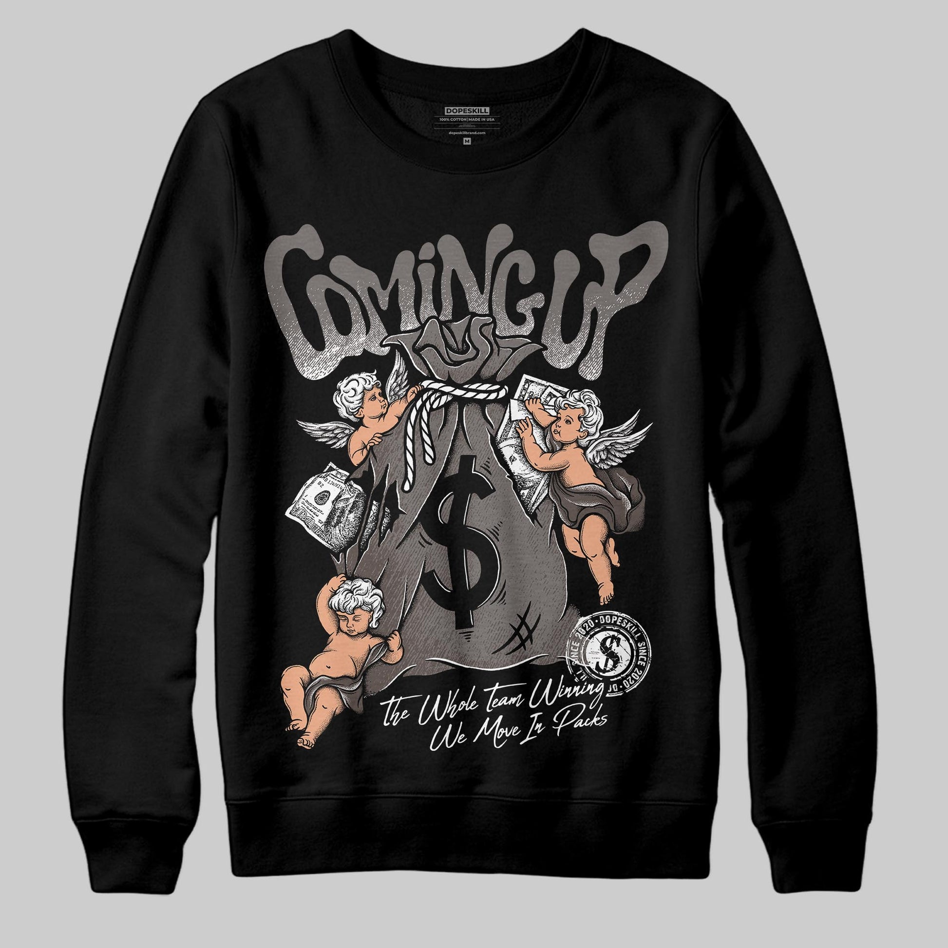 Jordan 4 Retro Cave Stone DopeSkill Sweatshirt Money Bag Coming Up Graphic Streetwear - Black