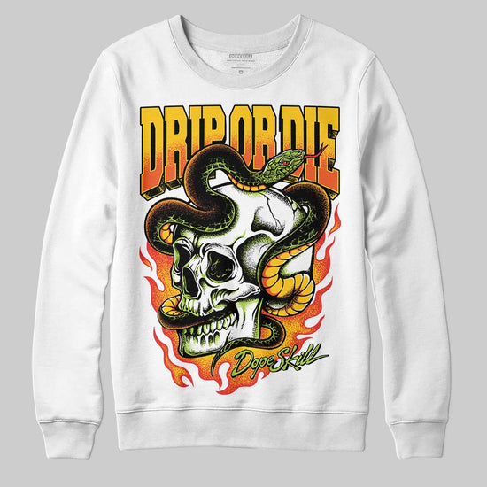 Yellow Sneakers DopeSkill Sweatshirt Drip or Die Graphic Streetwear - White 