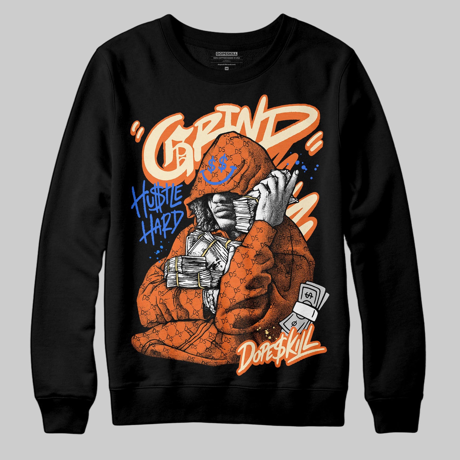 Orange Sneakers DopeSkill Sweatshirt Grind Pray Graphic Streetwear - Black