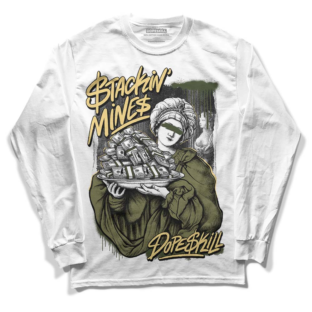 Jordan 4 Retro SE Craft Medium Olive DopeSkill Long Sleeve T-Shirt Stackin Mines Graphic Streetwear - White