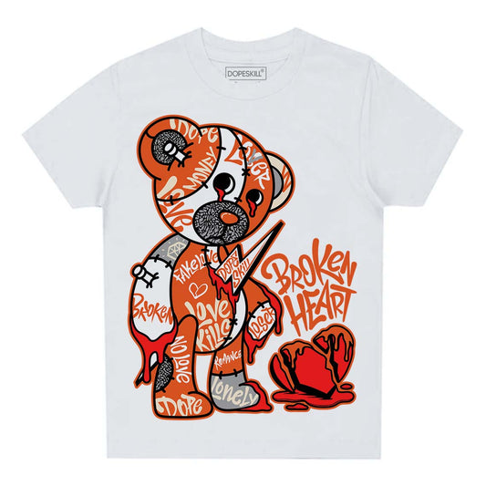 Jordan 3 Georgia Peach DopeSkill Toddler Kids T-shirt Broken Heart Graphic Streetwear - White