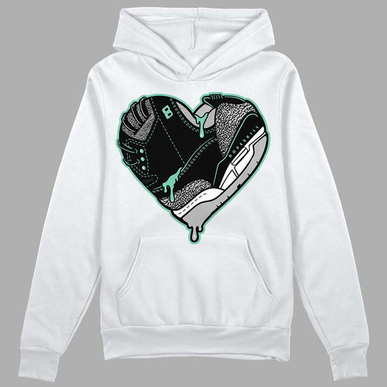 Jordan 3 "Green Glow" DopeSkill Hoodie Sweatshirt Heart Jordan 3 Graphic Streetwear - White 