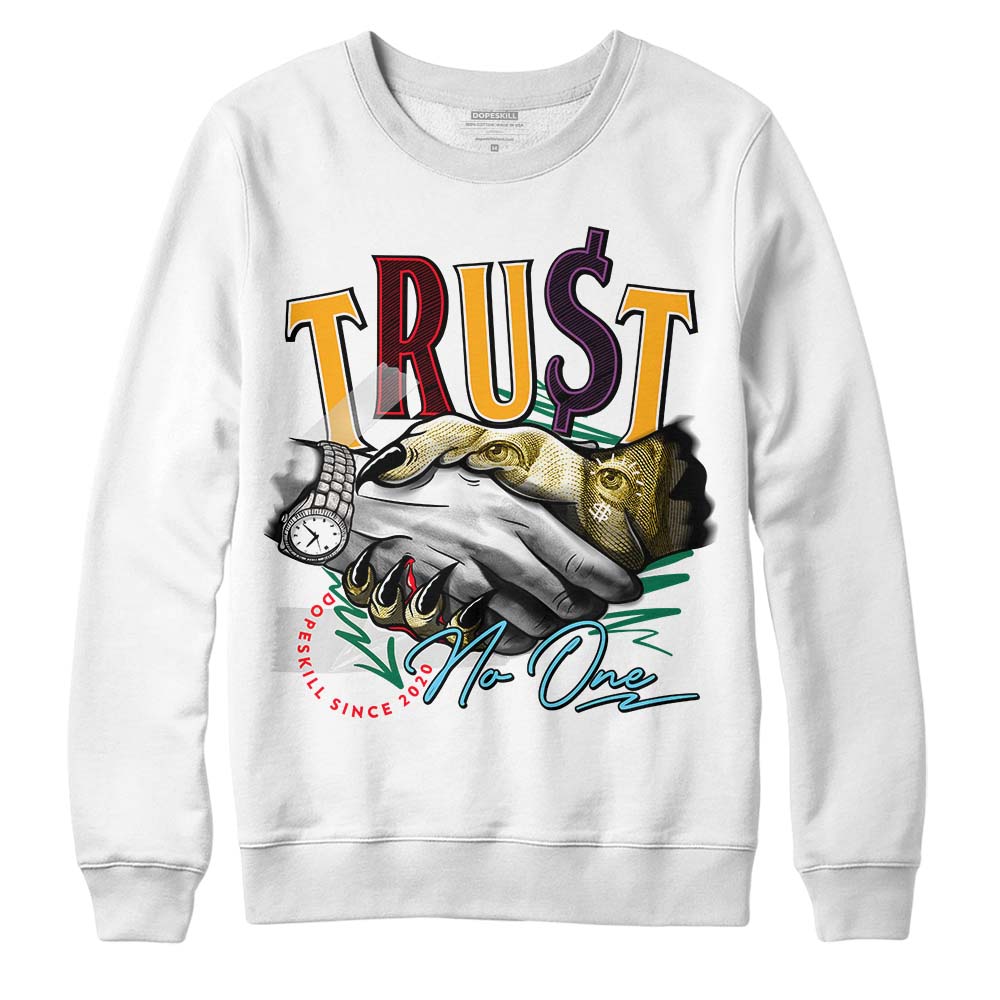 Jordan 1 Mid GS 'Six Championships' DopeSkill Sweatshirt Trust No One Graphic Streetwear - White