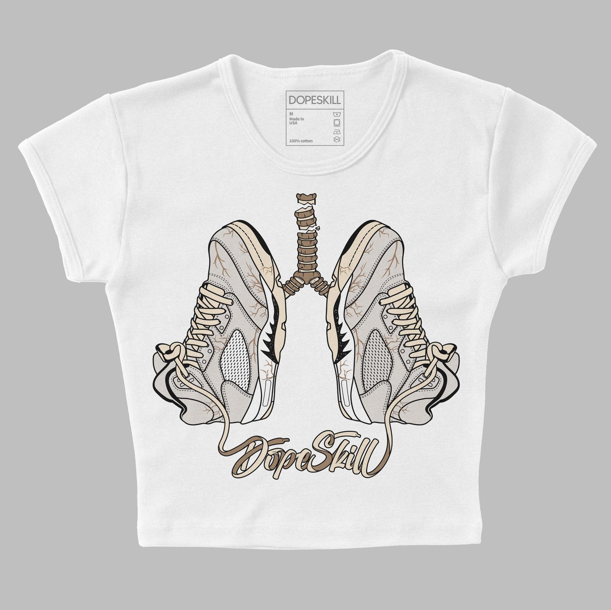 Jordan 5 SE “Sail” DopeSkill Women's Crop Top Breathe Graphic Streetwear - White 