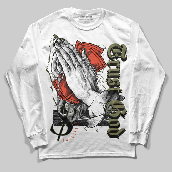 Olive Sneakers DopeSkill Long Sleeve T-Shirt Trust God Graphic Streetwear - White