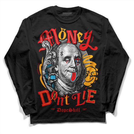 Red Sneakers DopeSkill Long Sleeve T-Shirt Money Don't Lie Graphic Streetwear - Black