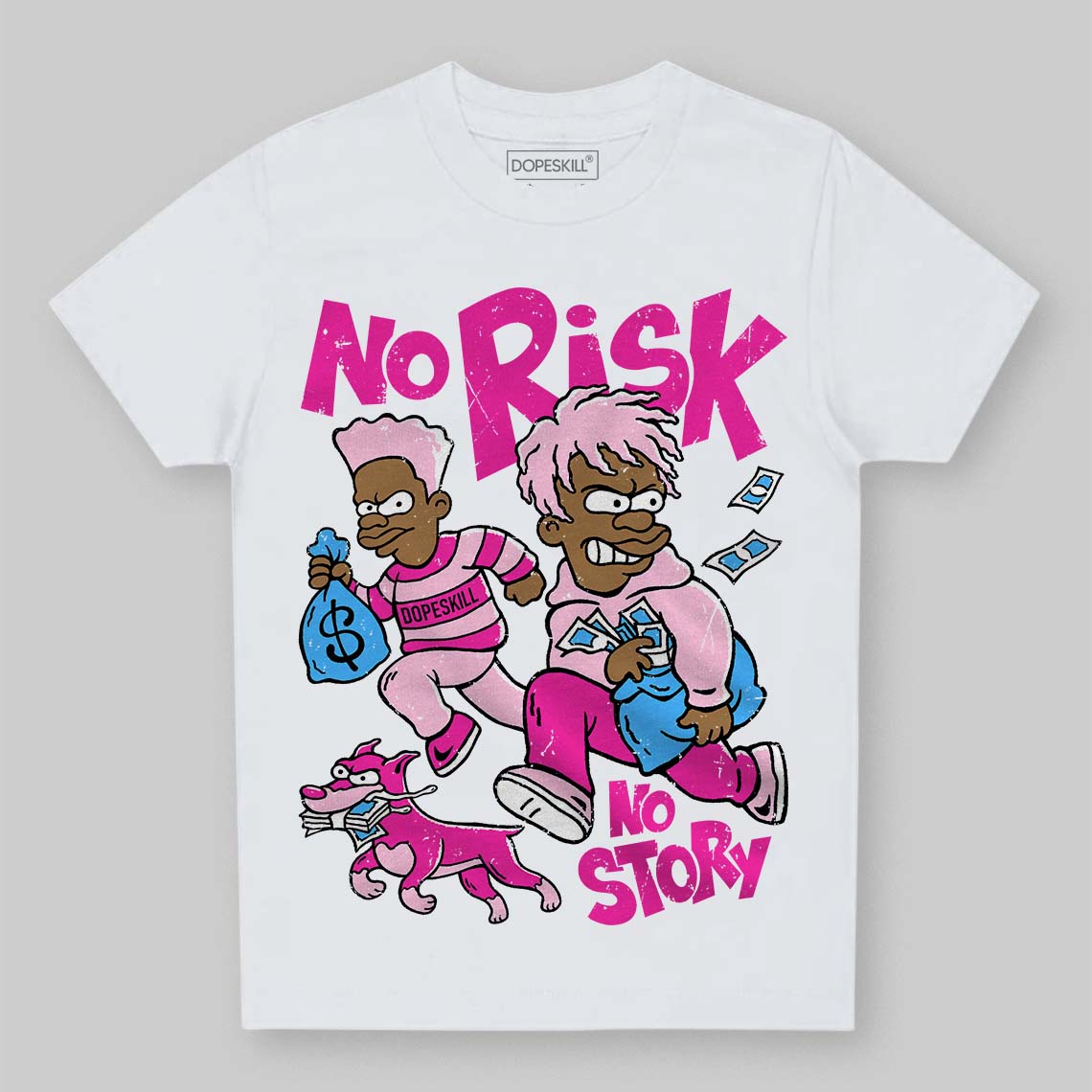 Pink Sneakers DopeSkill Toddler Kids T-shirt No Risk No Story Graphic Streetwear - White