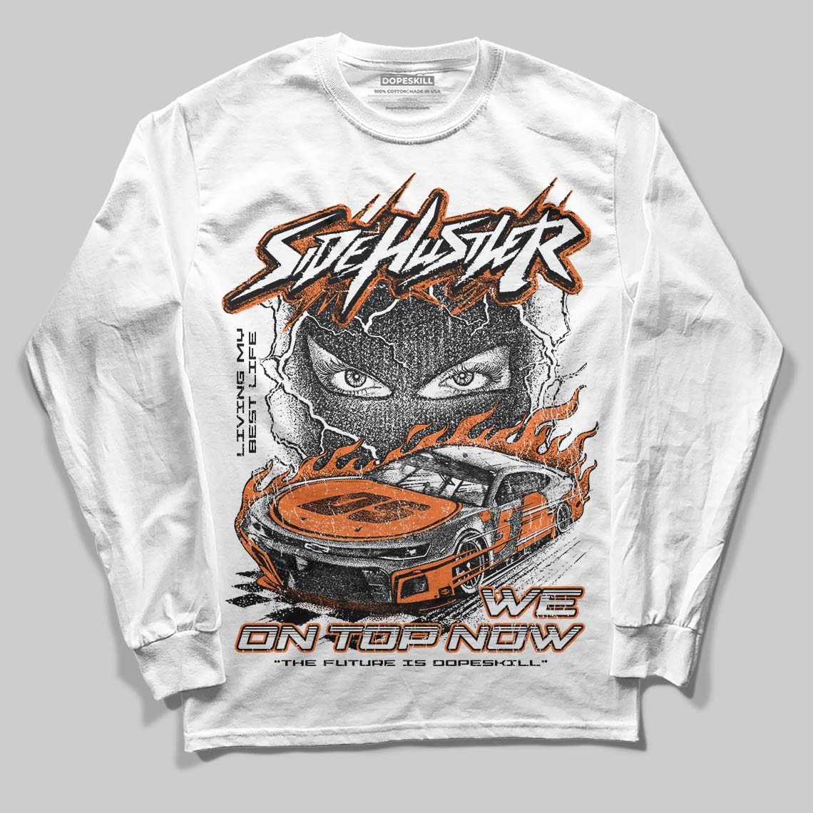 Orange, Black and White Sneakers DopeSkill Long Sleeve T-Shirt Flexin' Graphic Streetwear - White