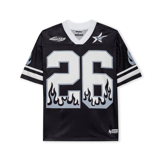 DopeSkill Oversized Jersey Streetwear Graphic Tee Cool V-Neck Black T-Shirt Fire 26 Graphic