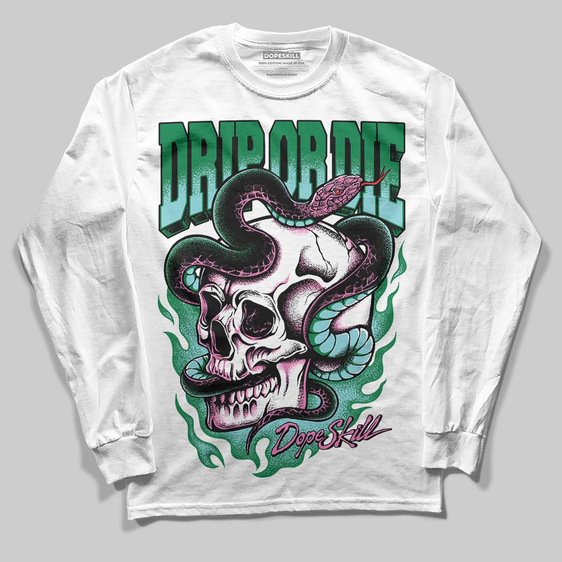 Green Sneakers DopeSkill Long Sleeve T-Shirt Drip or Die Graphic Streetwear - White