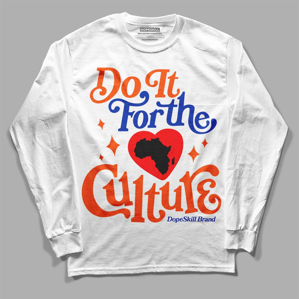 Dunk Low Futura Orange Blaze DopeSkill Long Sleeve T-Shirt Do It For The Culture Graphic Streetwear - White