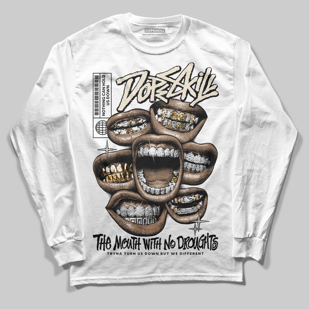 Jordan 5 Retro Reverse Metallic DopeSkill Long Sleeve T-Shirt The Mouth With No Droughts Graphic Streetwear - White