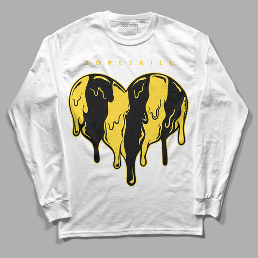 Jordan 4 Tour Yellow Thunder DopeSkill Long Sleeve T-Shirt Slime Drip Heart Graphic Streetwear - White