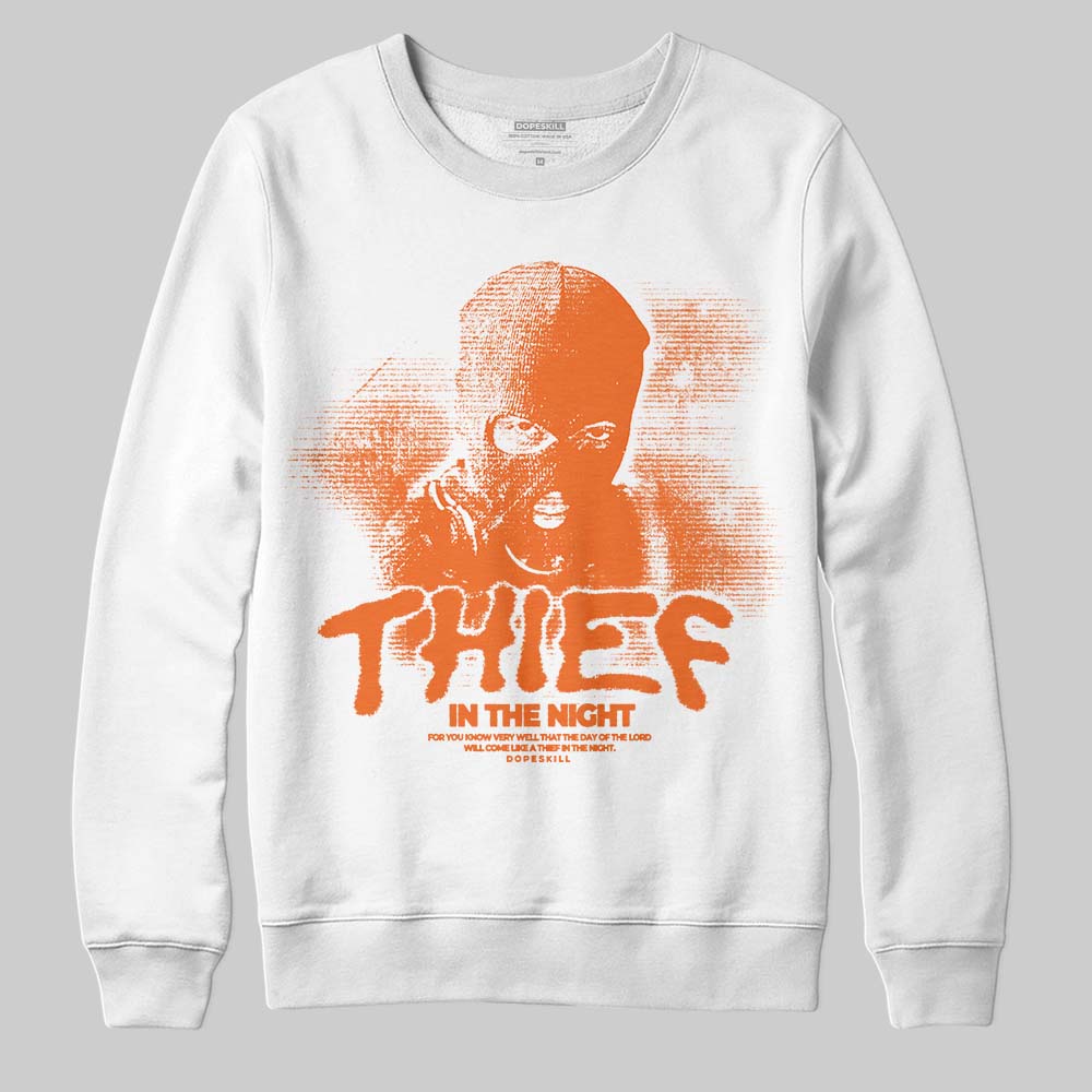 Orange, Black and White Sneakers DopeSkill Sweatshirt Thief In The Night Graphic Streetwear - White
