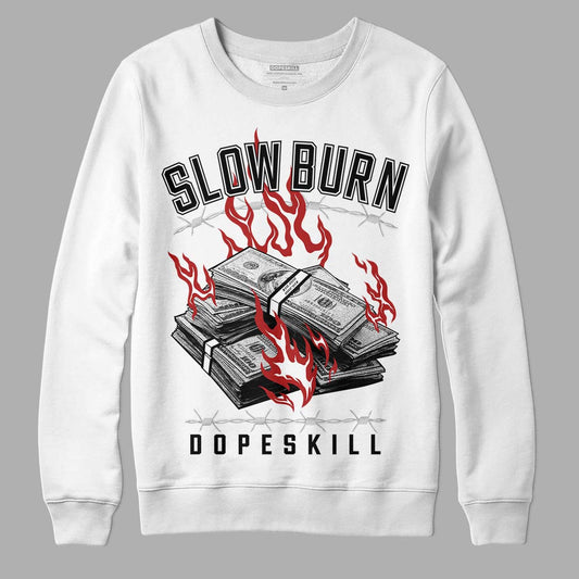 Jordan 14 "Black/White" DopeSkill Sweatshirt Slow Burn Graphic Streetwear - White