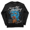 Jordan 4 Retro Military Blue DopeSkill Long Sleeve T-Shirt Never Stop Hustling Graphic Streetwear - Black