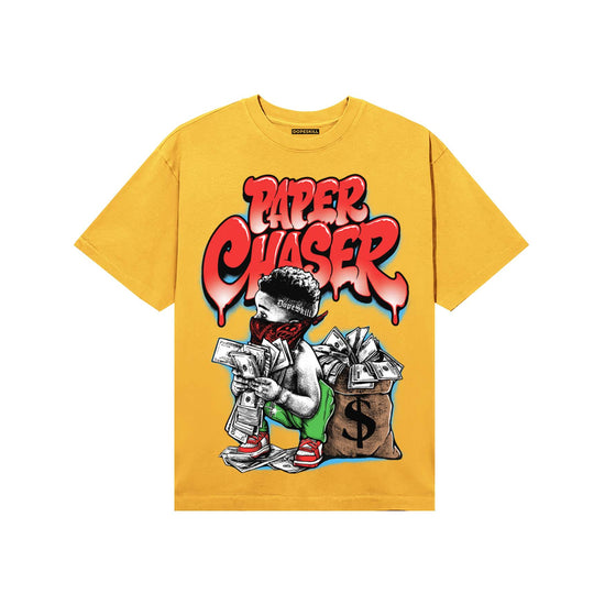 Yellow Sneakers DopeSkill T-Shirt Paper Chaser Boy Graphic Streetwear - Gold
