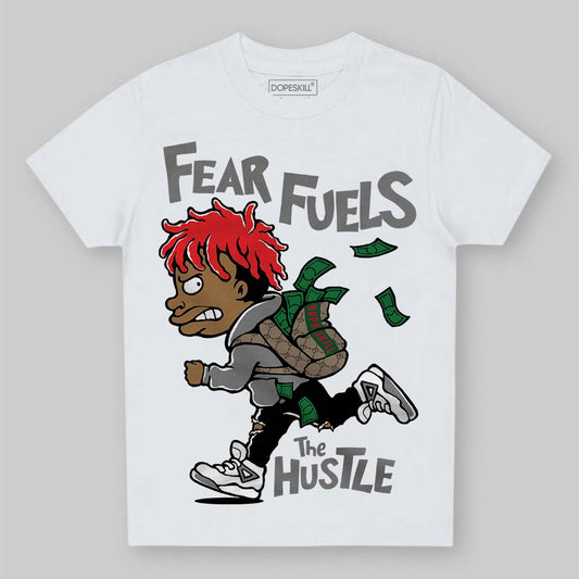 Grey Sneakers DopeSkill Toddler Kids T-shirt Fear Fuels The Hustle Graphic Streetwear - White