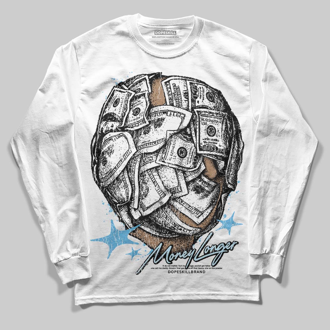 Jordan 11 Retro Legend Blue DopeSkill Long Sleeve T-Shirt Money Longer Graphic Streetwear - White