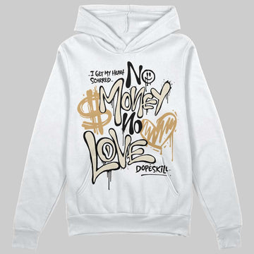 Jordan 5 Retro Reverse Metallic DopeSkill Hoodie Sweatshirt No Money No Love Typo Graphic Streetwear - White