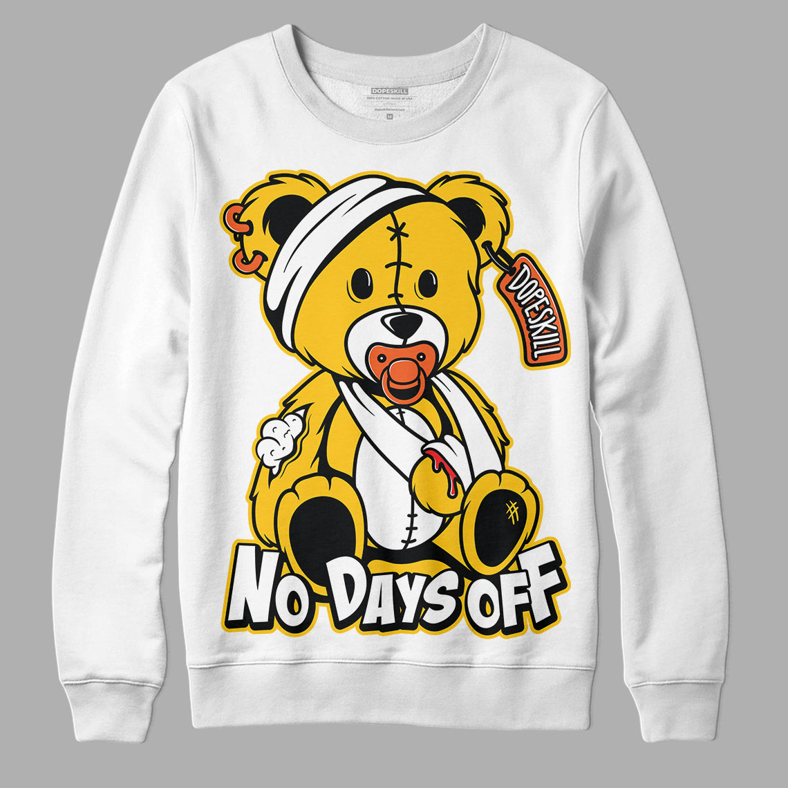 Yellow Sneakers DopeSkill Sweatshirt Hurt Bear Graphic Streetwear - White