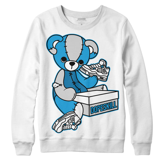 Jordan 4 Retro Military Blue DopeSkill Sweatshirt Sneakerhead BEAR Graphic Streetwear - White