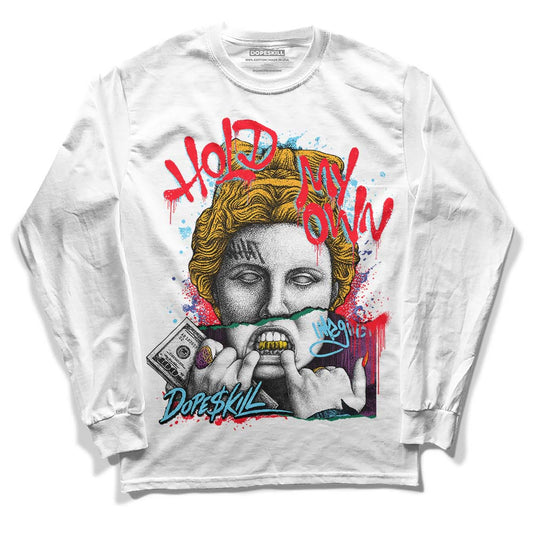 Jordan 1 Mid GS 'Six Championships DopeSkill Long Sleeve T-Shirt Hold My Own Graphic Streetwear - White