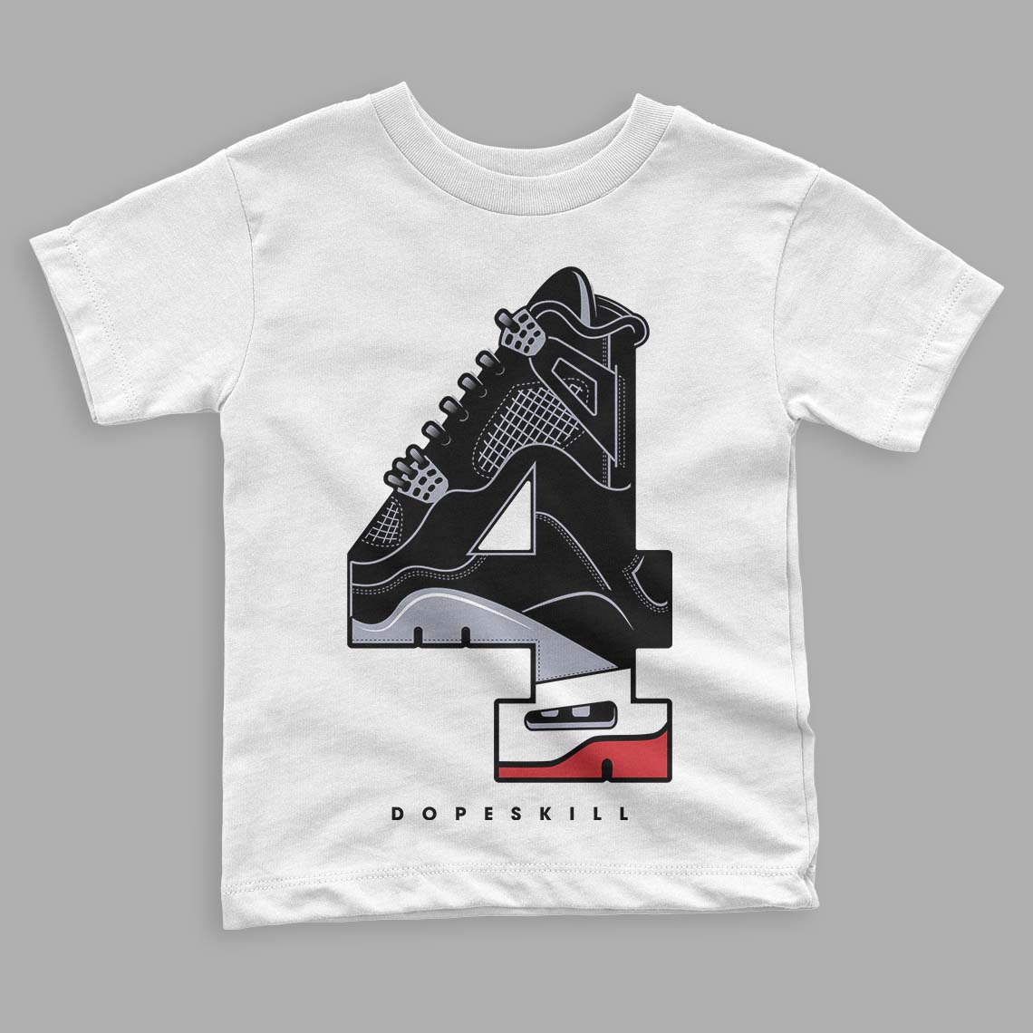 Jordan 4 “Bred Reimagined” DopeSkill Toddler Kids T-shirt No.4 Graphic Streetwear - White 