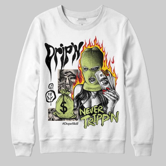 Jordan 5 “Luminous Green” DopeSkill Sweatshirt Drip'n Never Tripp'n Graphic Streetwear - White