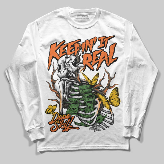 Orange, Black and White Sneakers DopeSkill Long Sleeve T-Shirt Keepin' It Real Graphic Streetwear - White 