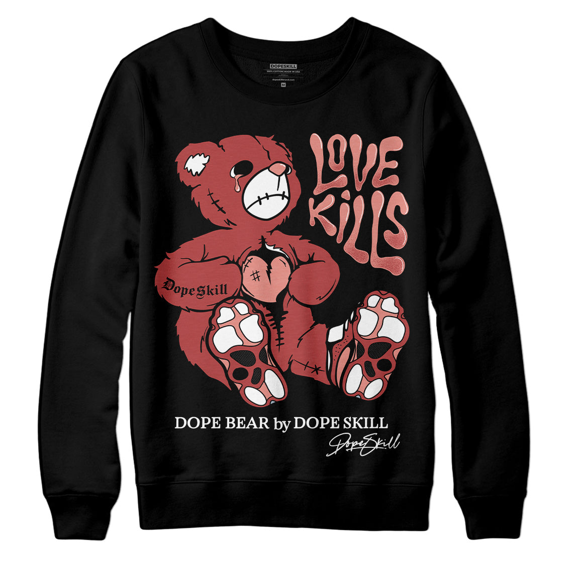 Jordan 13 “Dune Red” DopeSkill Sweatshirt Love Kills Graphic Streetwear - Black