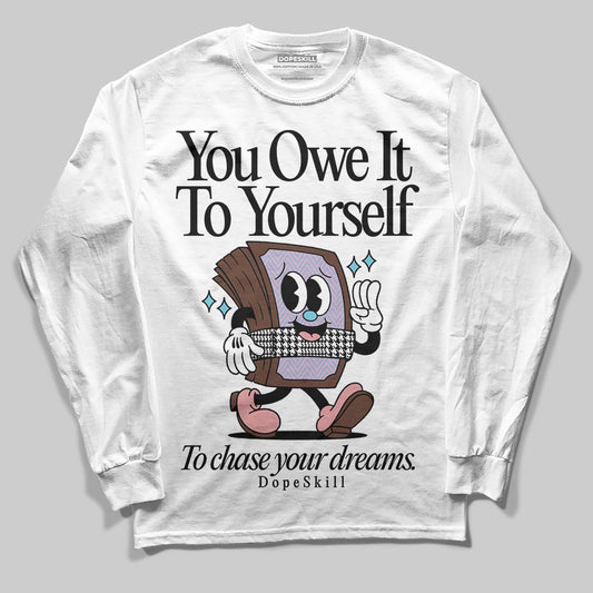 Harris Tweed x Dunk Low Denim Turquoise and Baroque Brown DopeSkill Long Sleeve T-Shirt Owe It To Yourself Graphic Streetwear - White 