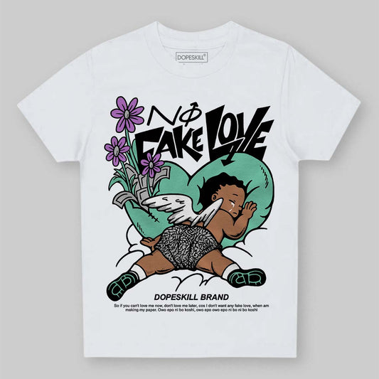 Jordan 3 "Green Glow" DopeSkill Toddler Kids T-shirt No Fake Love Graphic Streetwear - White