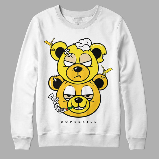 Jordan 4 Retro “Vivid Sulfur” DopeSkill Sweatshirt New Double Bear Graphic Streetwear - White 