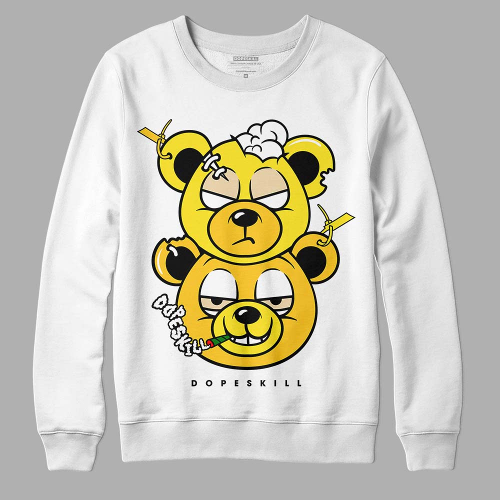 Jordan 4 Retro “Vivid Sulfur” DopeSkill Sweatshirt New Double Bear Graphic Streetwear - White 