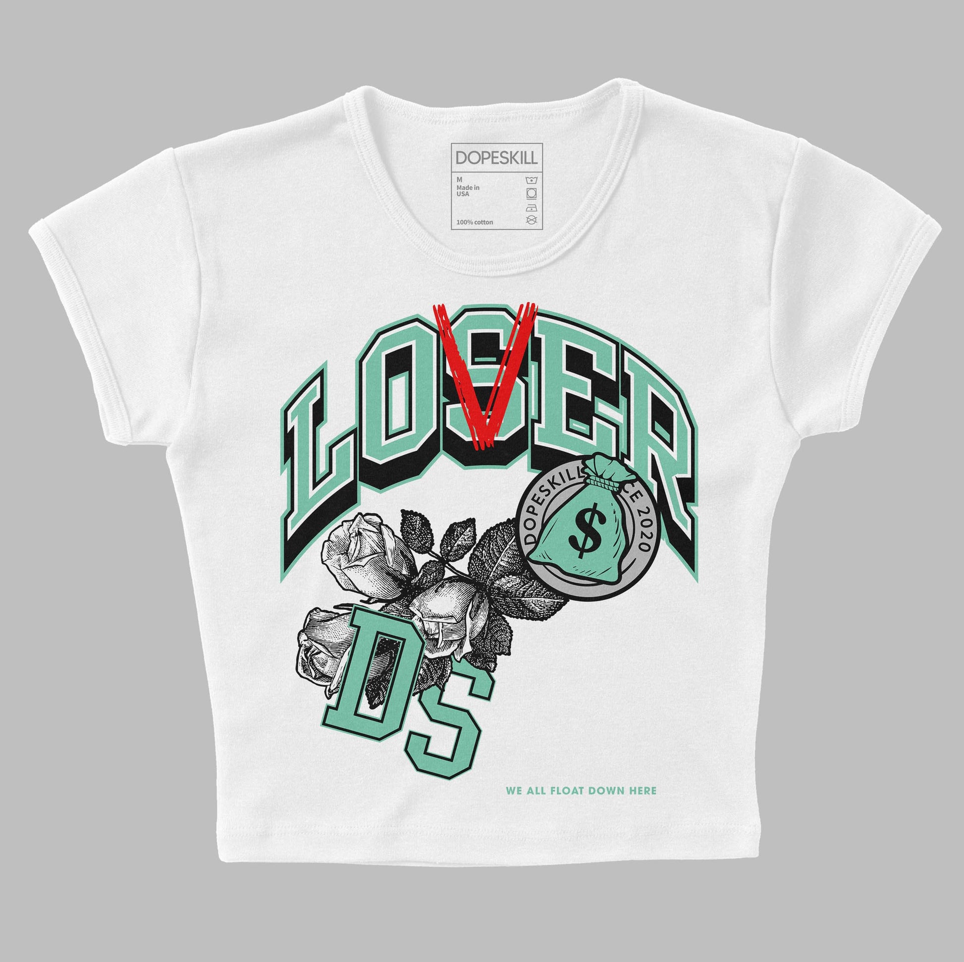 Jordan 3 "Green Glow" DopeSkill Women's Crop Top Loser Lover Graphic Streetwear - White 