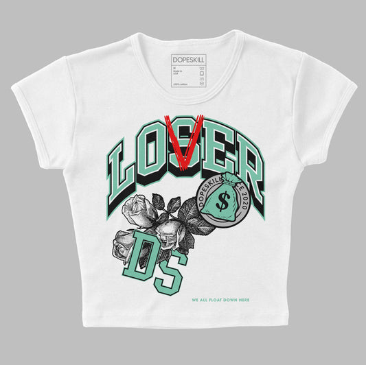 Jordan 3 "Green Glow" DopeSkill Women's Crop Top Loser Lover Graphic Streetwear - White 