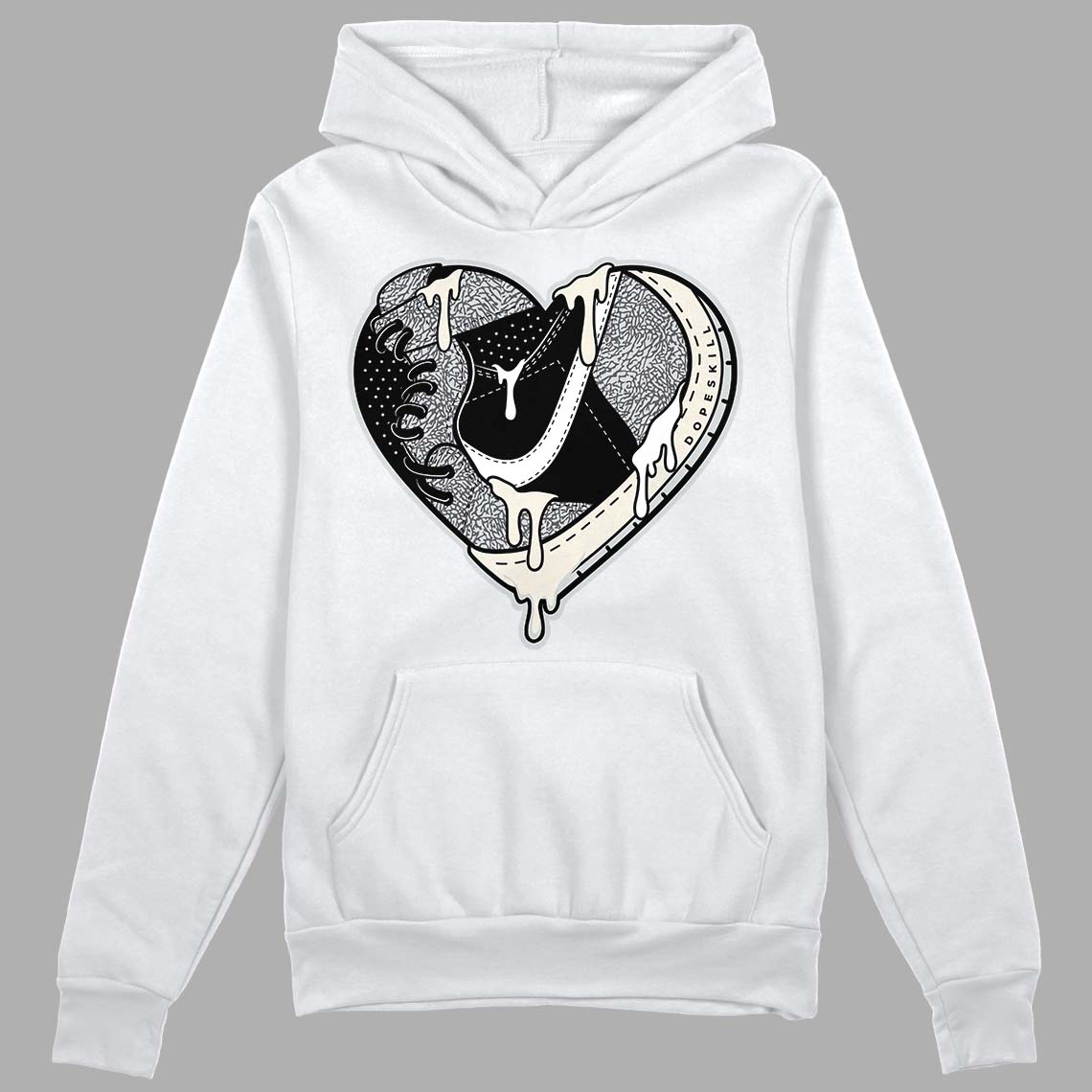 Jordan 1 Retro Low OG Black Cement DopeSkill Hoodie Sweatshirt Heart Jordan 1 Graphic Streetwear - White 