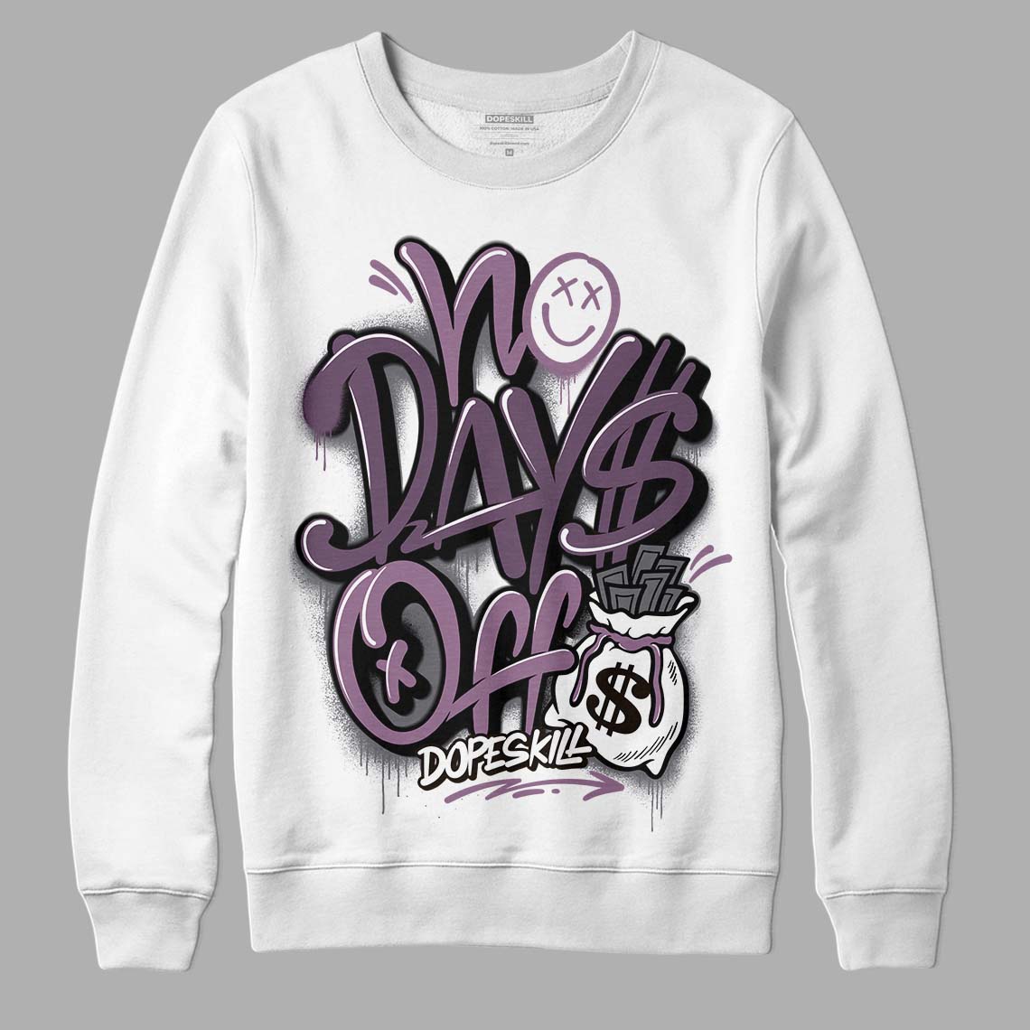 Jordan 2 “Mauve/Off-Noir” DopeSkill Sweatshirt No Days Off Graphic Streetwear - White 