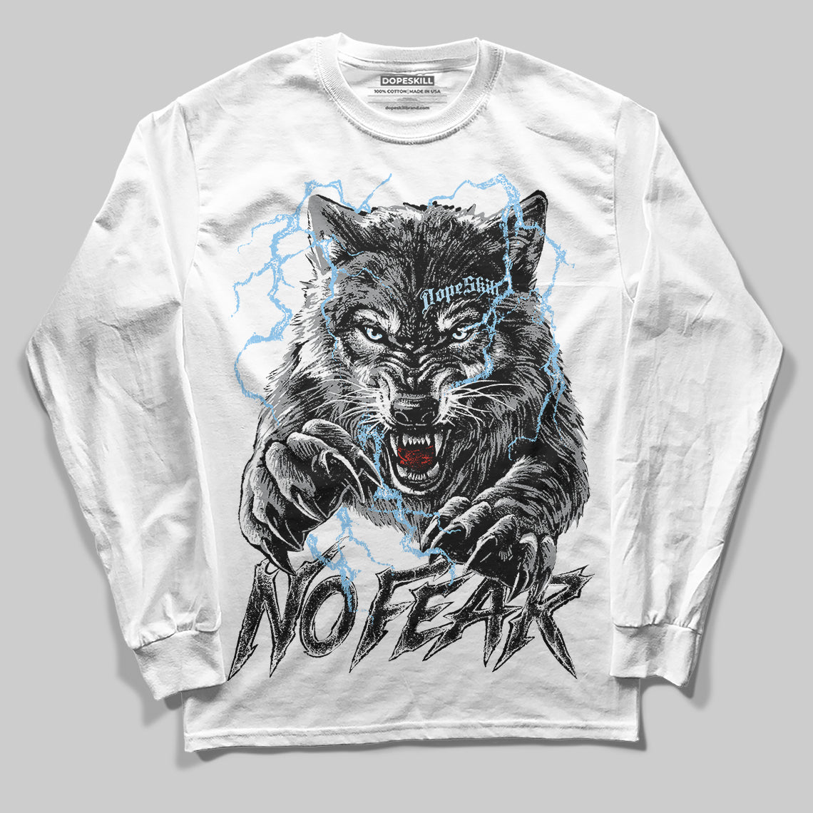 Jordan 5 Retro Wolf Grey (2026) DopeSkill Long Sleeve T-Shirt No Fear Graphic Streetwear - White