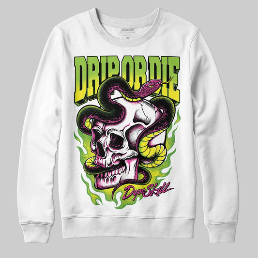 Neon Green Sneakers DopeSkill Sweatshirt Drip or Die Graphic Streetwear - White 