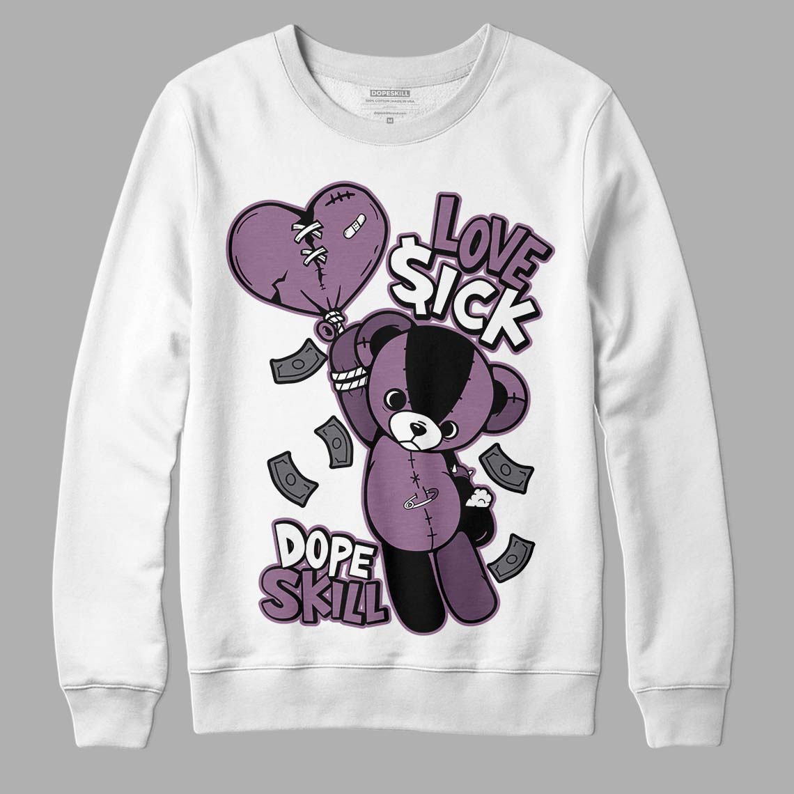 Jordan 2 “Mauve/Off-Noir” DopeSkill Sweatshirt Love Sick Graphic Streetwear - White 