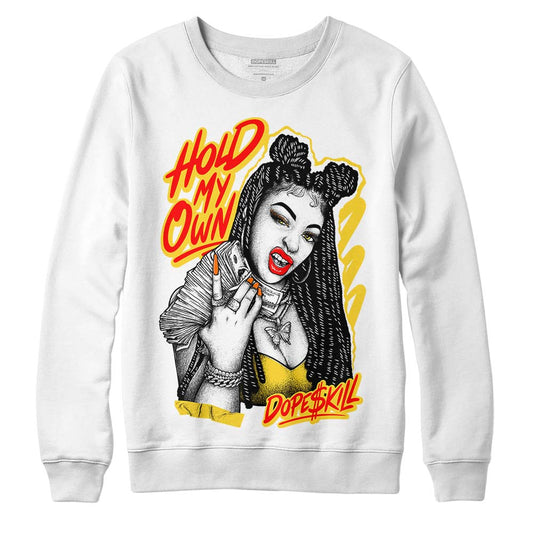 Jordan 4 Thunder DopeSkill Sweatshirt New H.M.O Graphic Streetwear - White