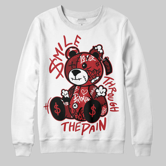 Jordan 12 Retro Flu Game (2025) DopeSkill Sweatshirt Smile Through The Pain Graphic Streetwear - White